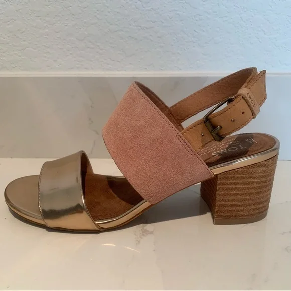 TOMS Pink and Gold Poppy Sandals - Picture 3 of 10